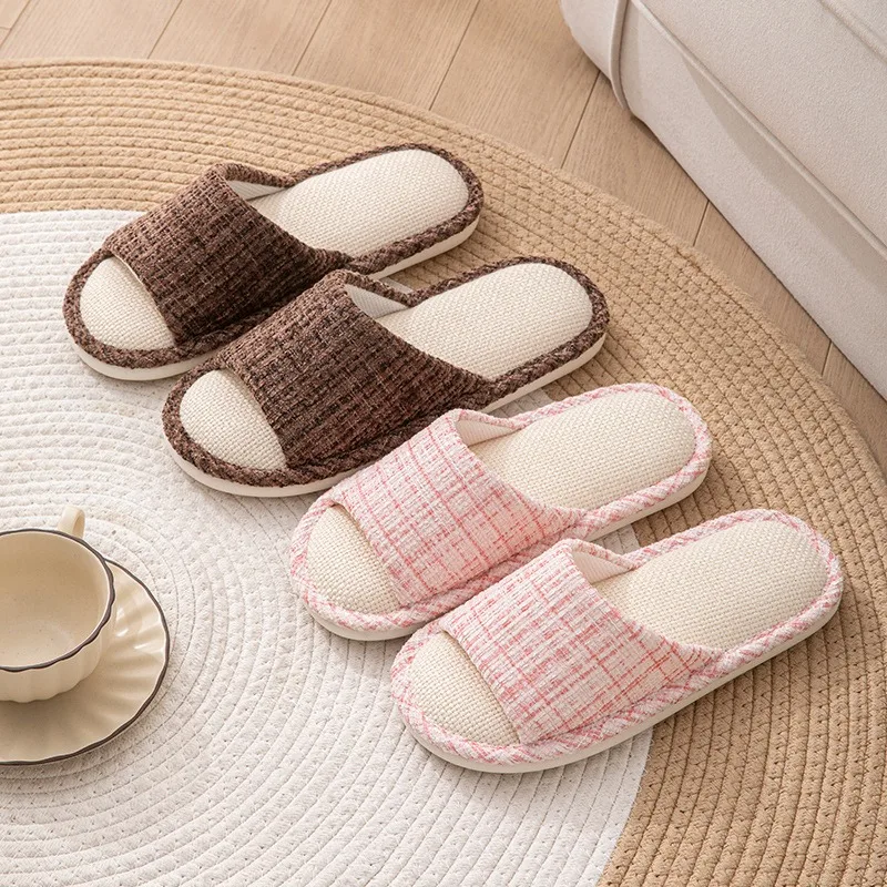Home Textile - Leinen-Hausschuhe für Damen und Herren, atmungsaktive,