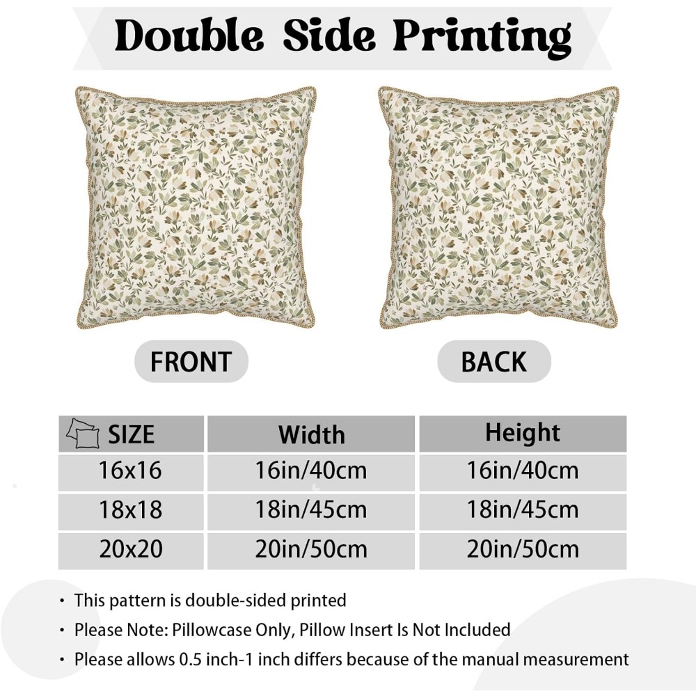 Salbeigrün-Beige-Blumenmuster- – Pillow Insert 18X18 Bewertung und Preis